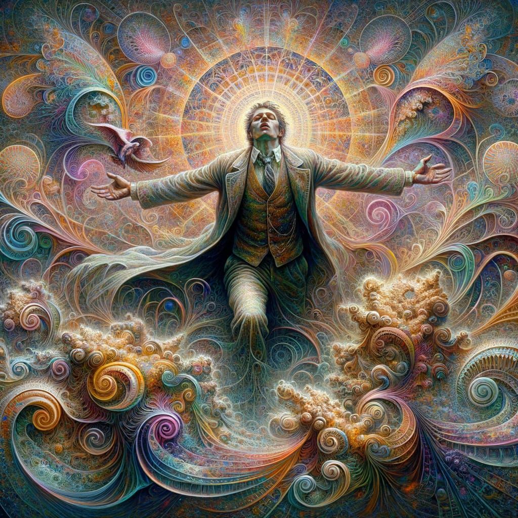 Soulful Despair in Iridescent Fractal Landscape