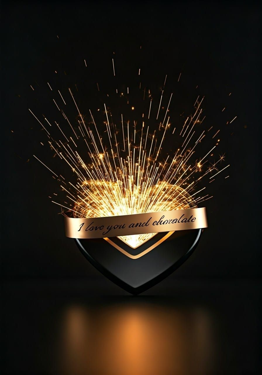 Elegant Heart-Shaped Praline Box with Golden Accents and Fir...