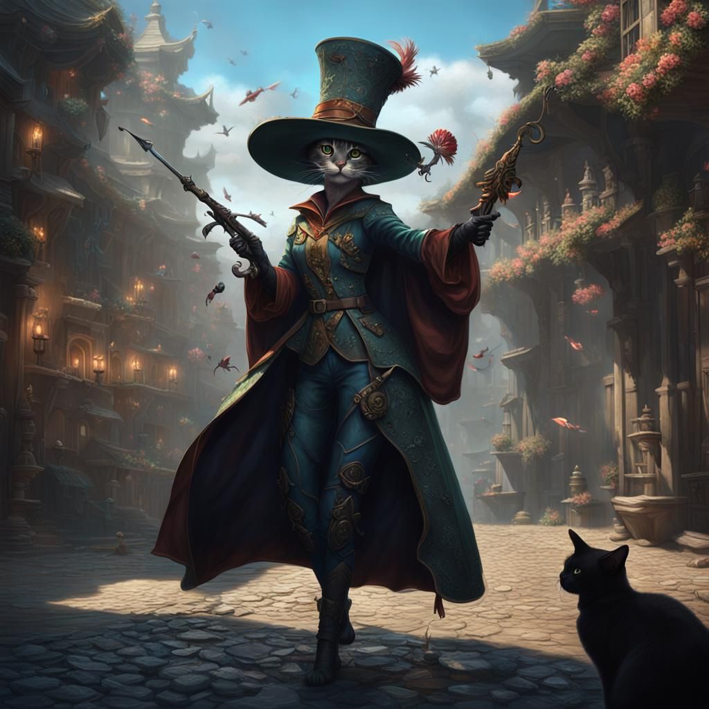 Cat-Person Beguiler in Dark Fantasy Style