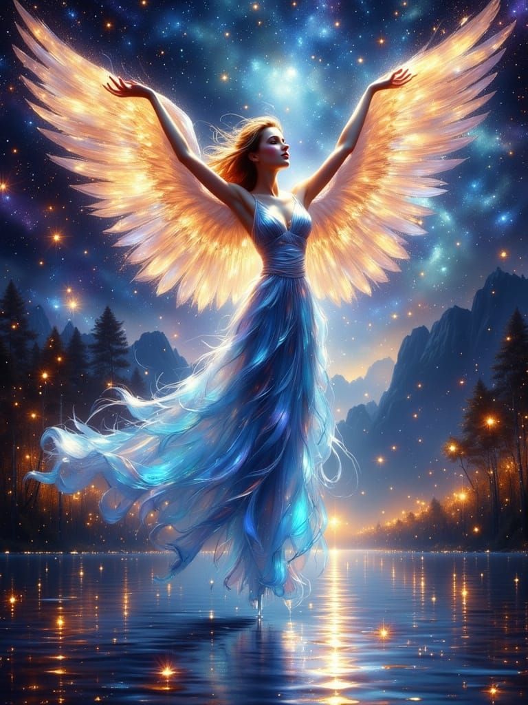 Angelic Weaver of the Cosmos: Digital Art