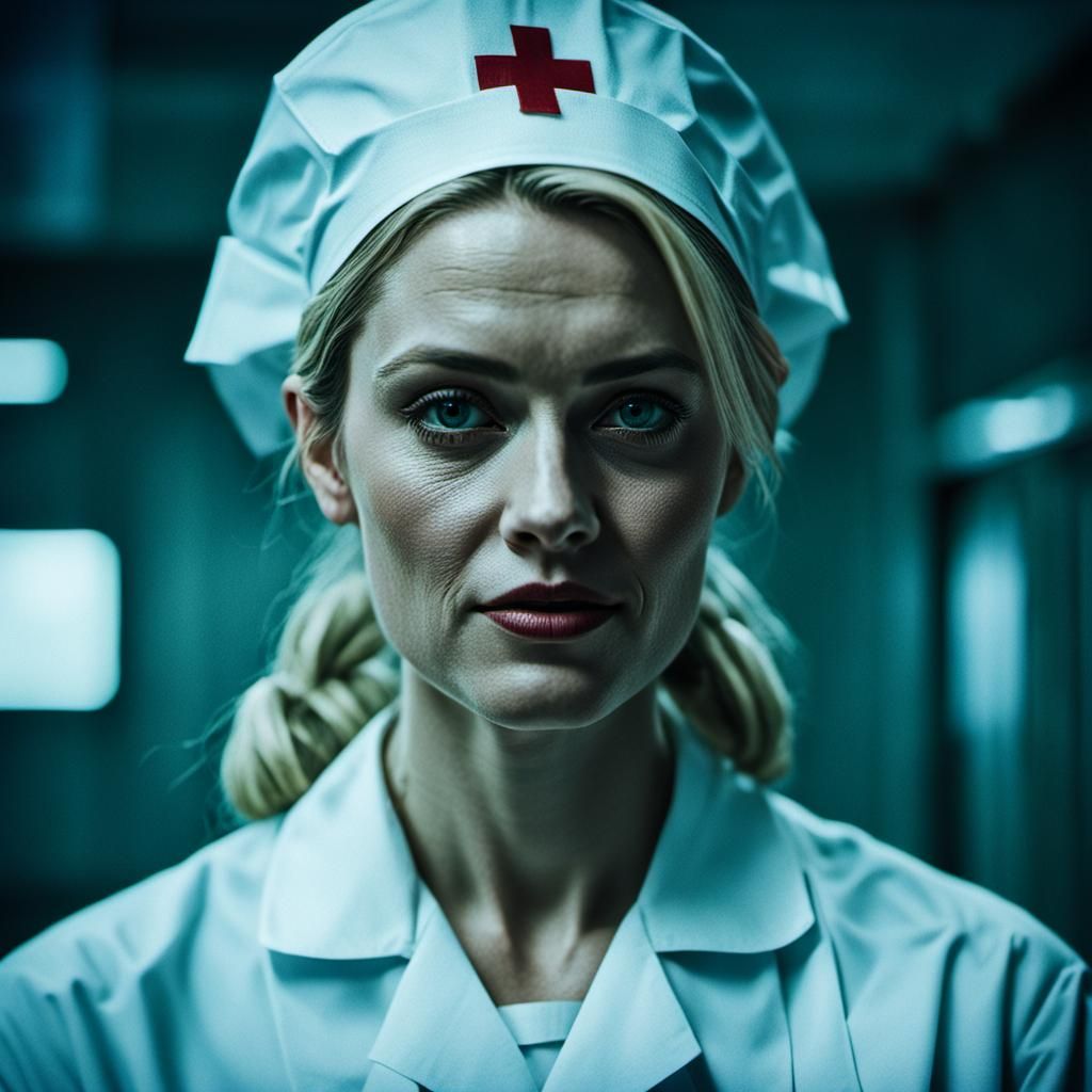 Young Blond Nurse: Cinematic Film Still