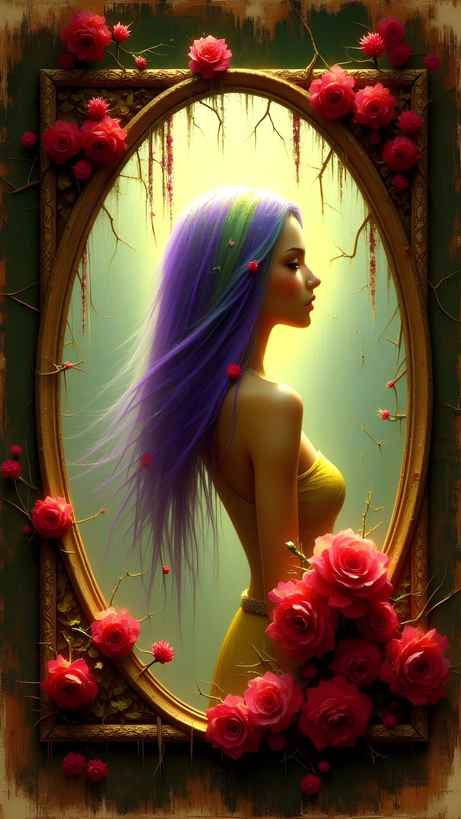 Purple girl  in mirror