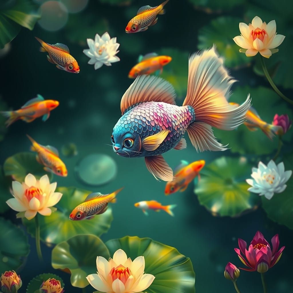 Surreal Water Scene in Dreamy, Whimsical Style