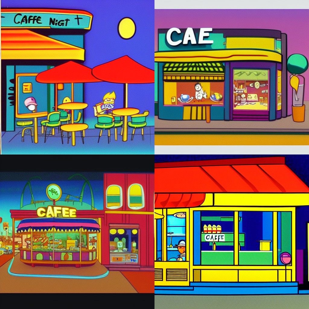 Night Cafe in 90s Nicktoon Style