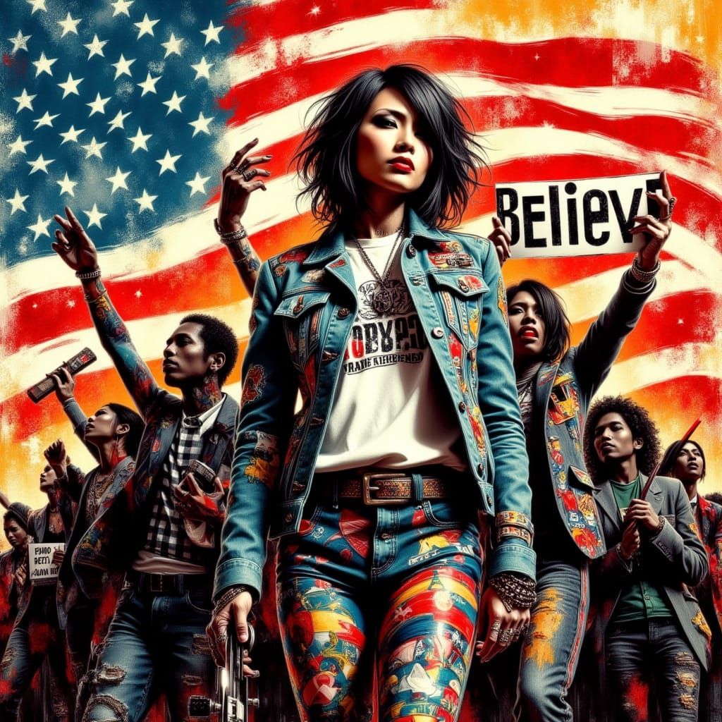 Shepard Fairey Style Street Art of Hope and Unity