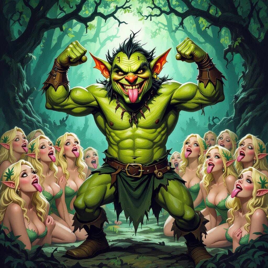 Ugly Goblin Charms Fairies in Dark Fantasy Forest