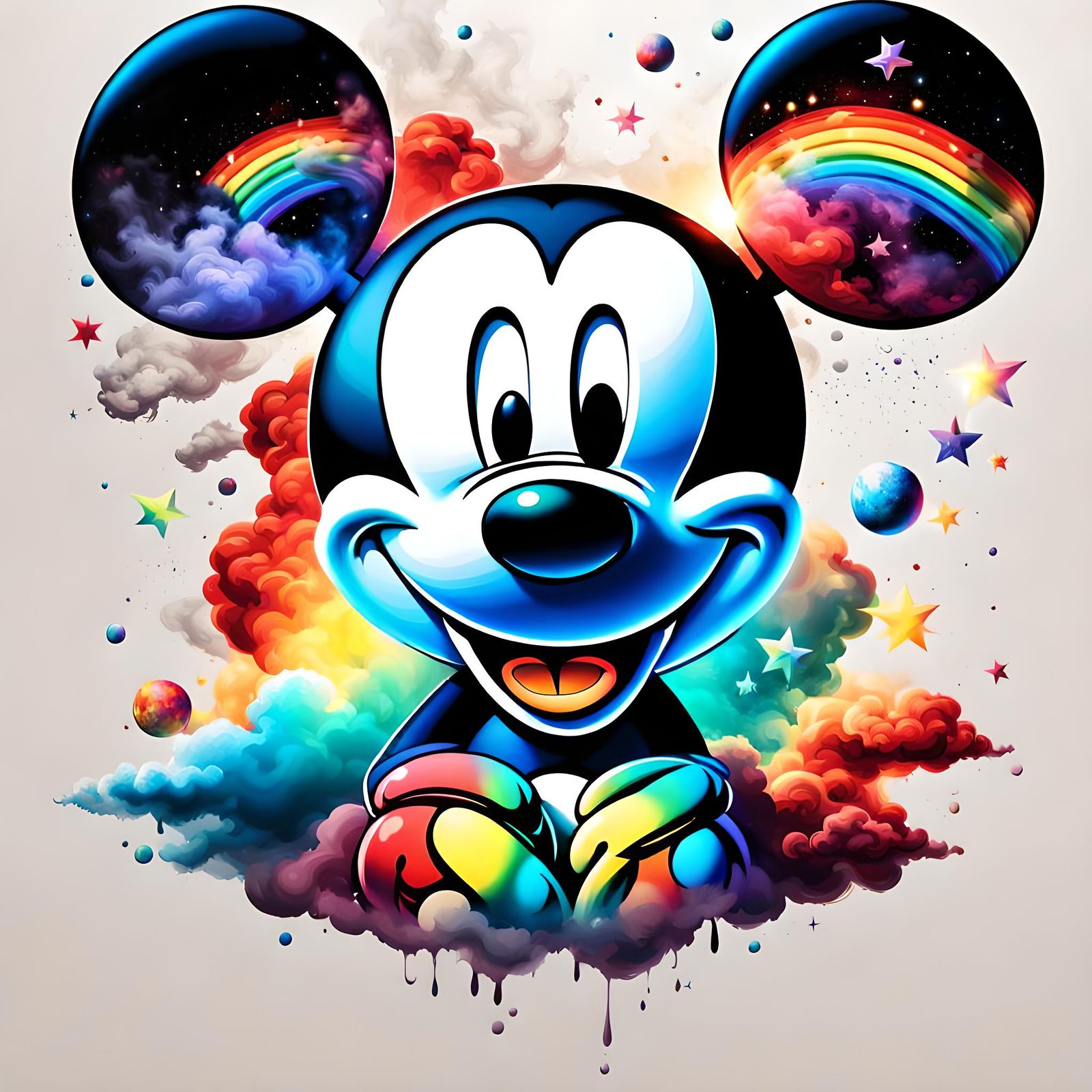 Psychedelic Mickey Mouse in Space Art