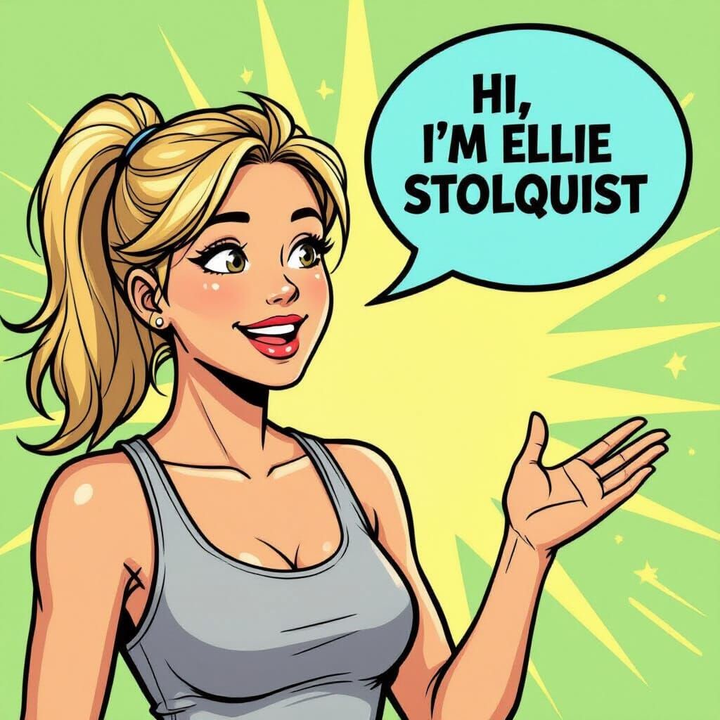 Animated Portrait of Ellie Stolquist in Comic Style