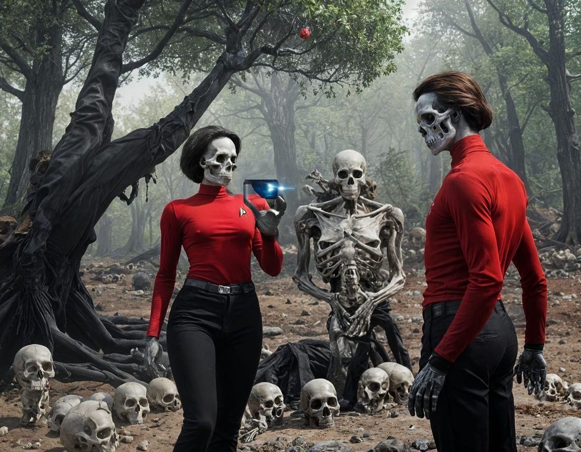 Skeleton Hand Holding Star Trek Communicator