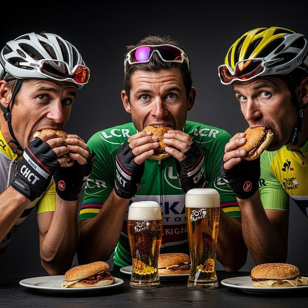 Tour de France Riders Celebrate with Burgers and Beer