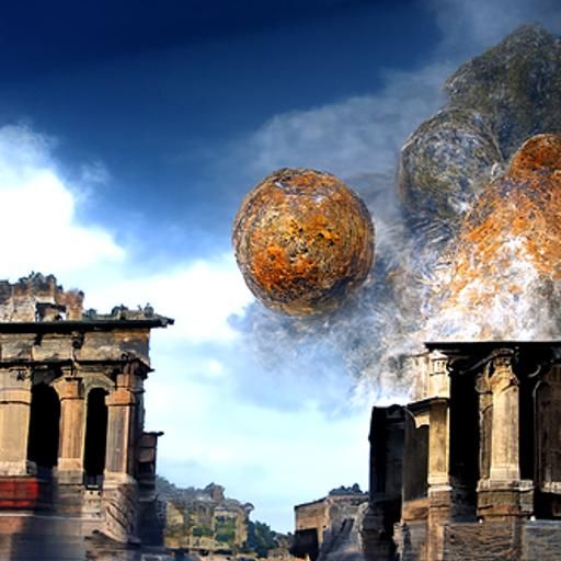 Balls of Fire Over Ancient Roman Ruins