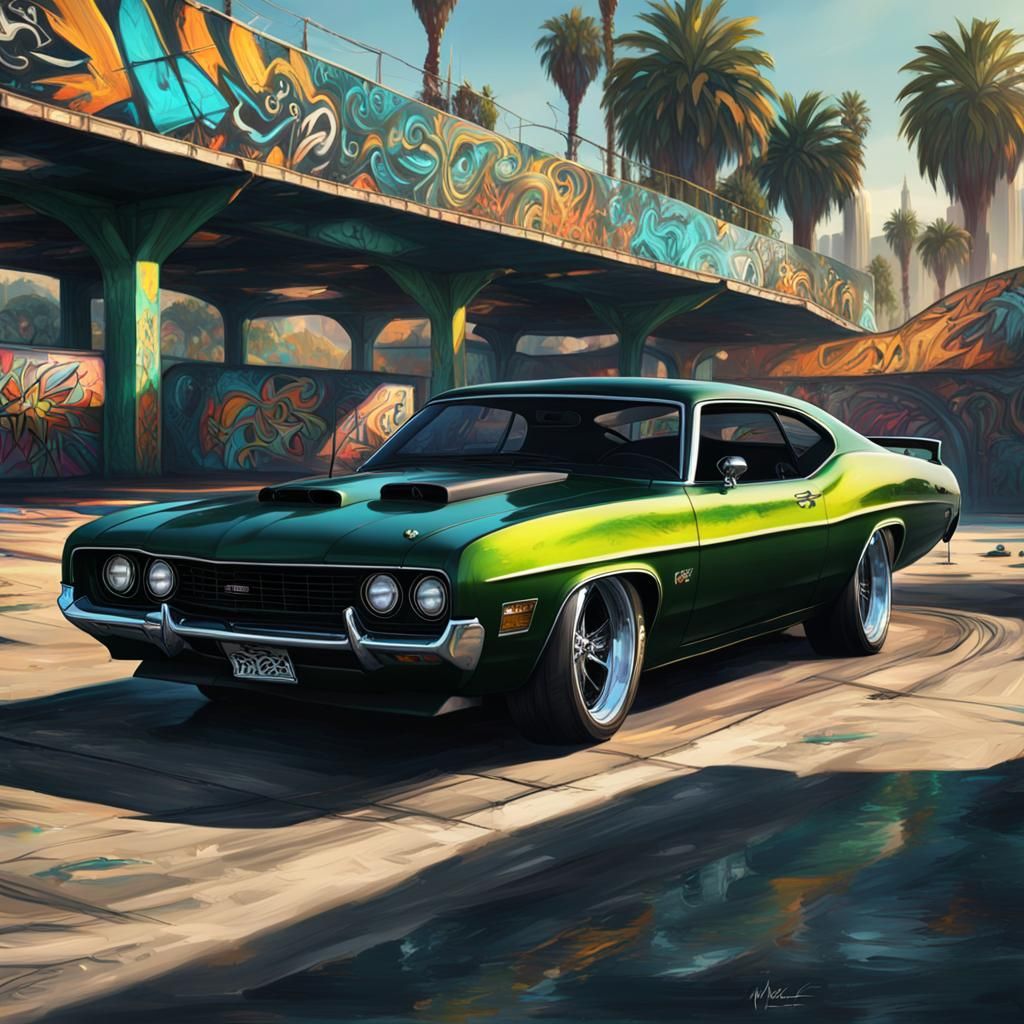 Custom 1970 Ford Torino King Cobra at Skatepark