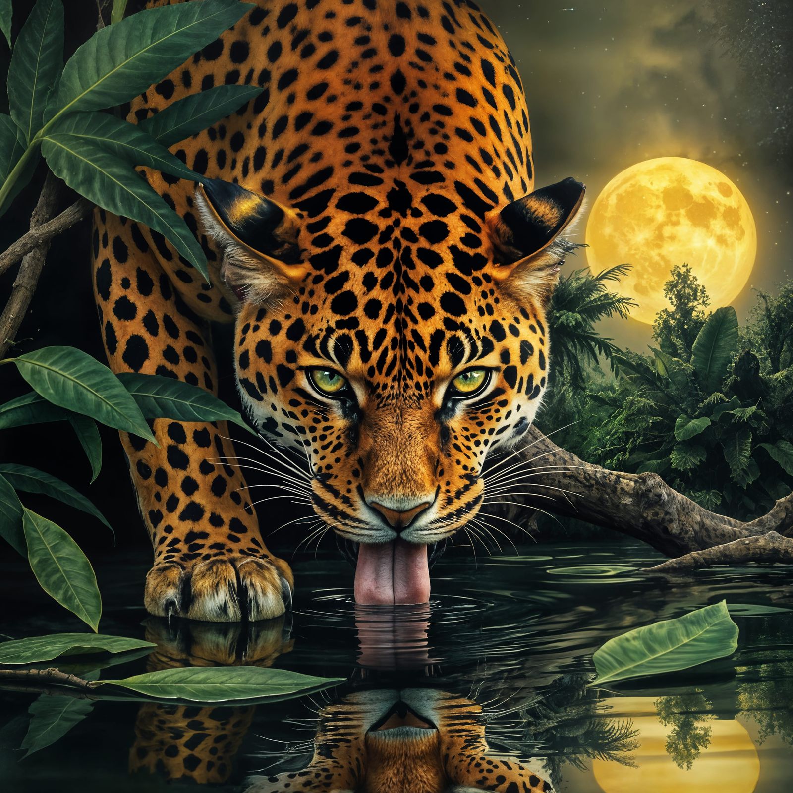 Moonlit Sip in the Jungle