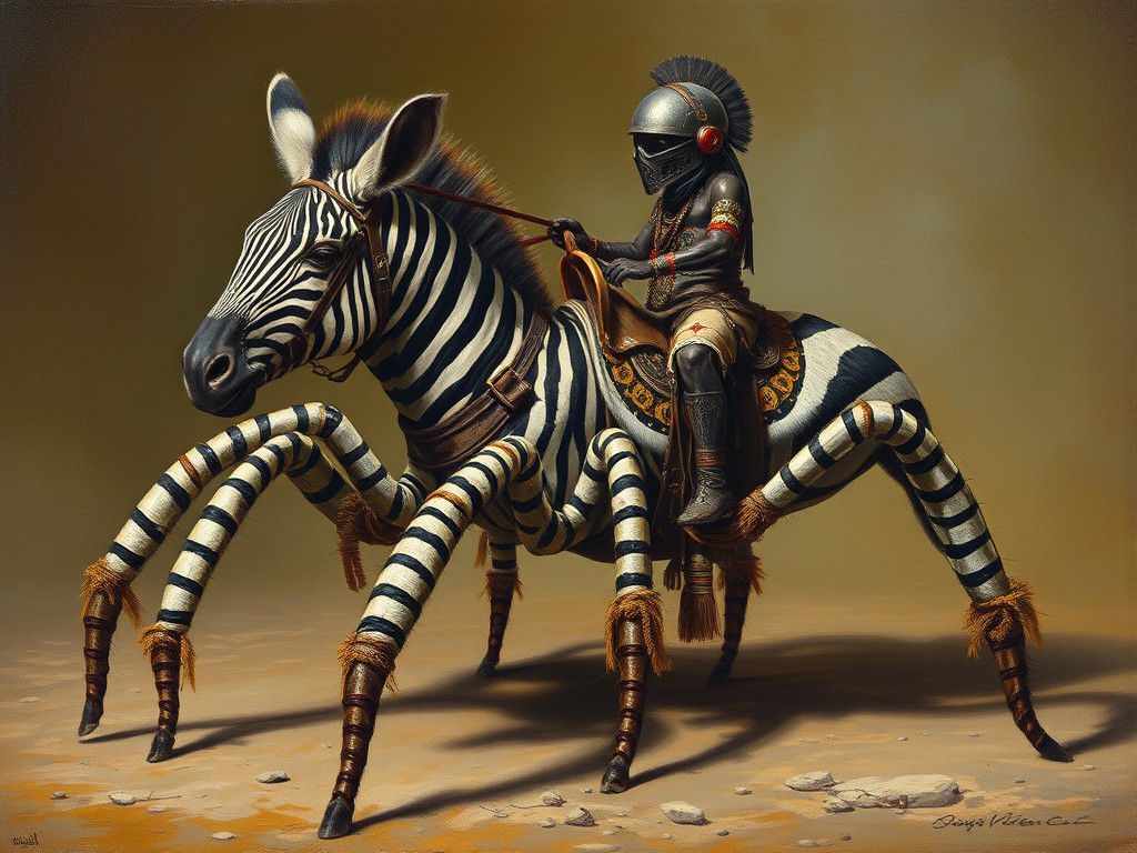 Zebra Tarantula Hybrid for Afro-Warrior, Fantasy Art