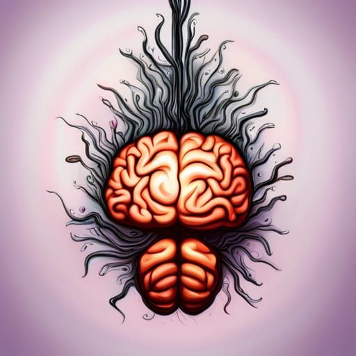 Brain Chandelier Graffiti Art in High Contrast Colors