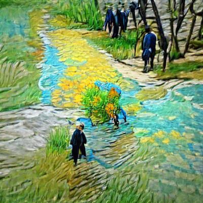 Person Walking in a Calm River