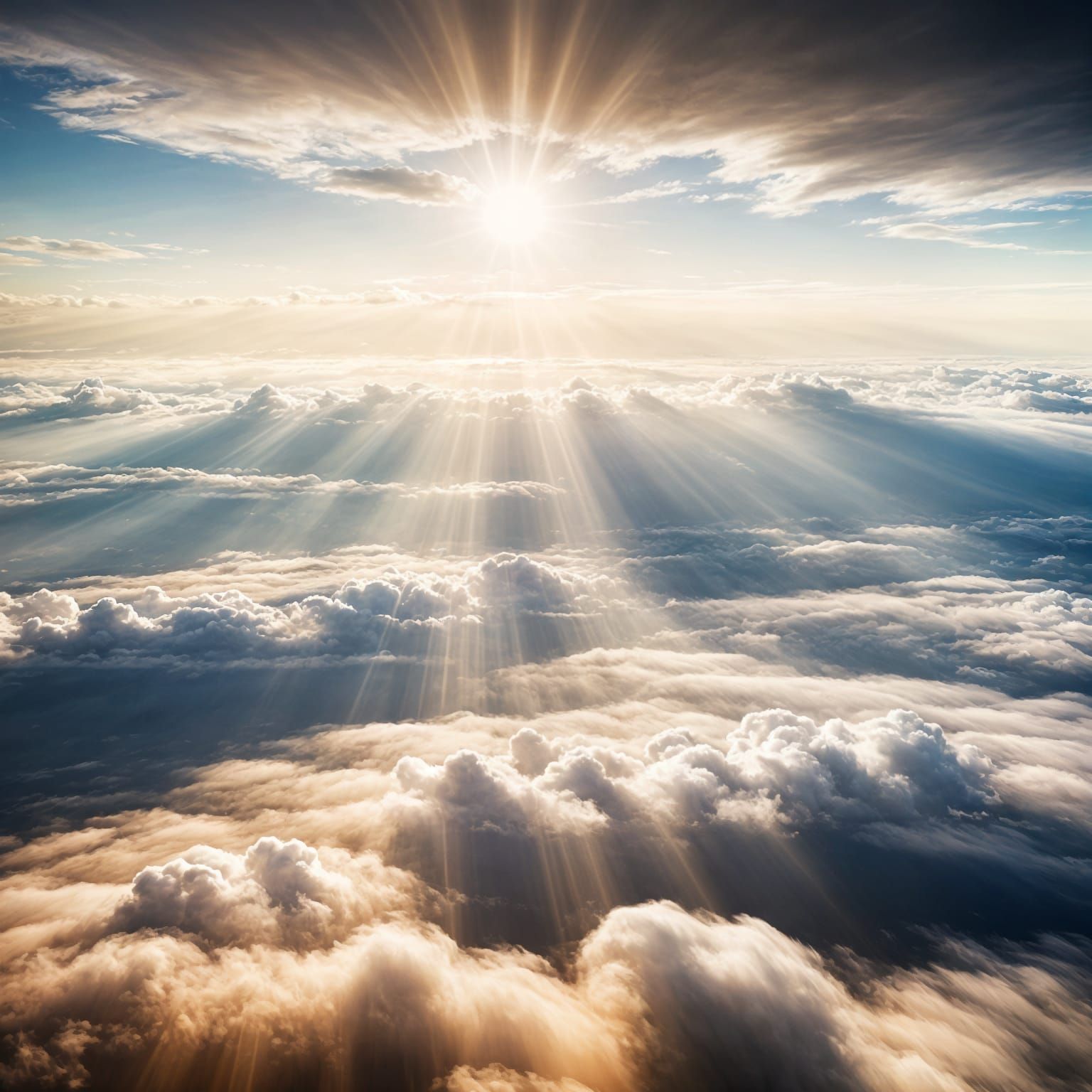 Sun Rays Shine Through Sea of Clouds
