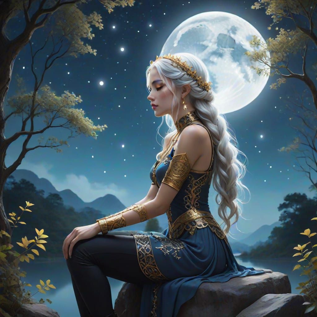 Mystical Moonlit Scene in Fantasy Digital Art