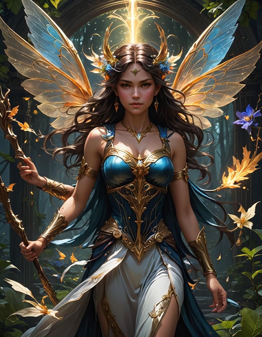 Magical Fairy Goddess and Mortal in Dark Fantasy