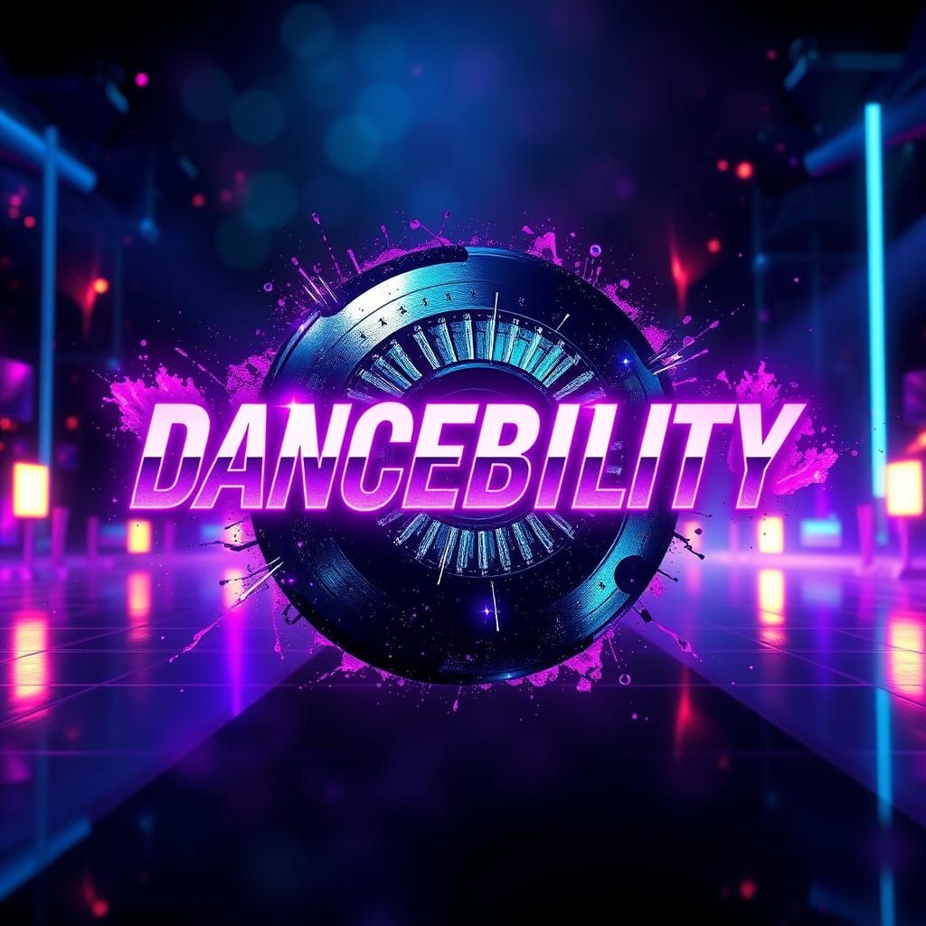 Epic Dancebility Logo in Vibrant Synthwave Style