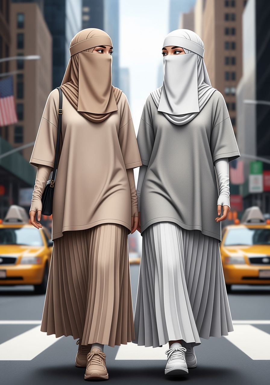 Niqabi Women Strolling in New York City