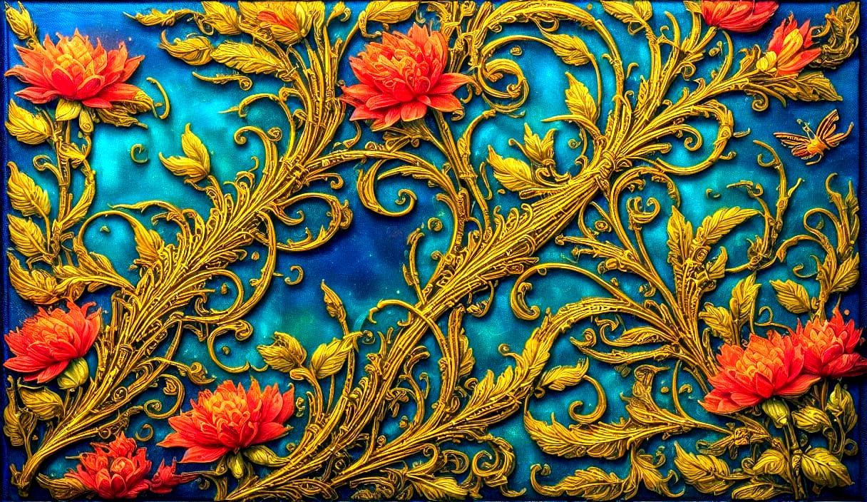 Whimsical Fabric Worlds in Golden Embroidery