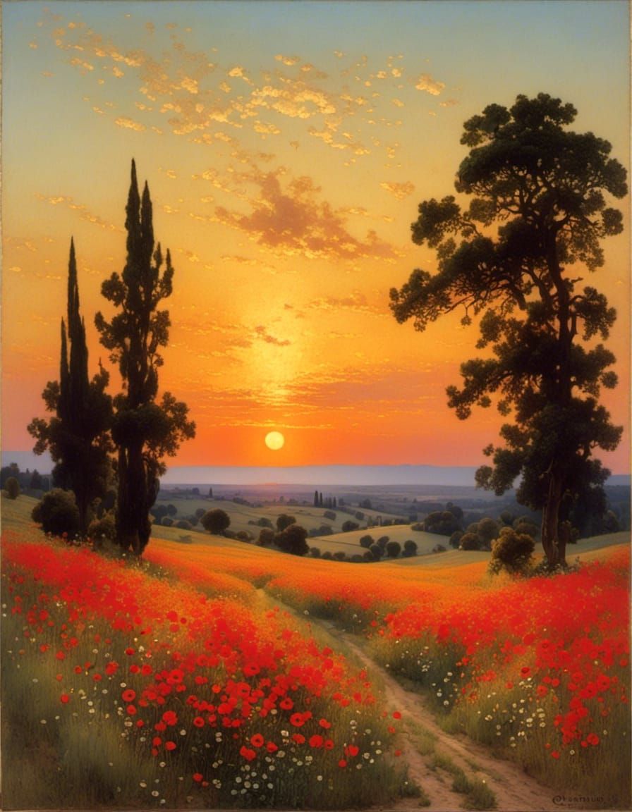 Gilded Sunset: Sparkling Celestial Sky in Autochrome