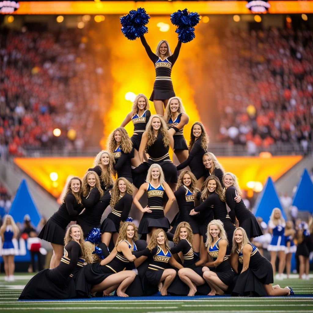 Cheerleaders in a Human Pyramid