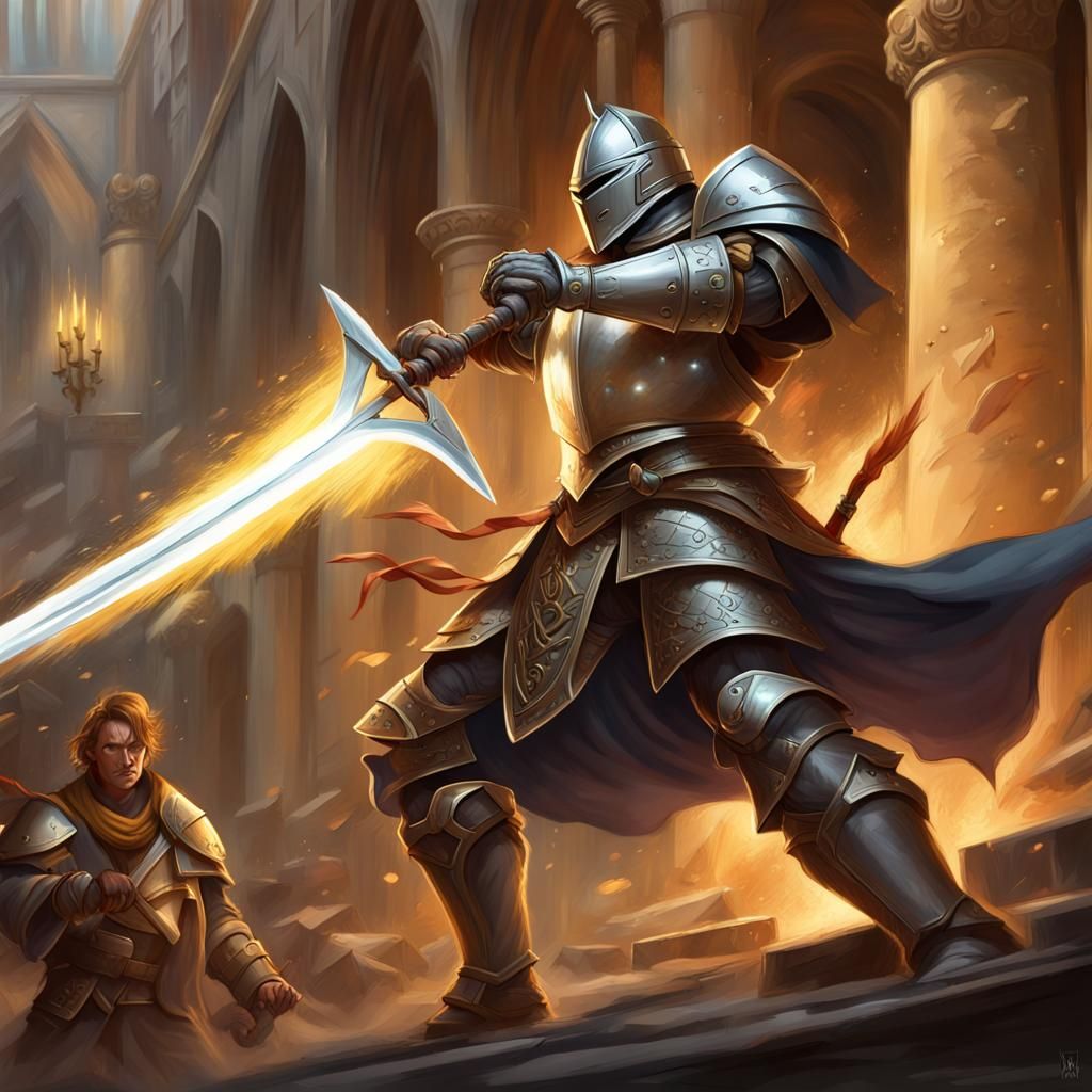 Paladin with Broadsword in Dynamic Digital Painting
