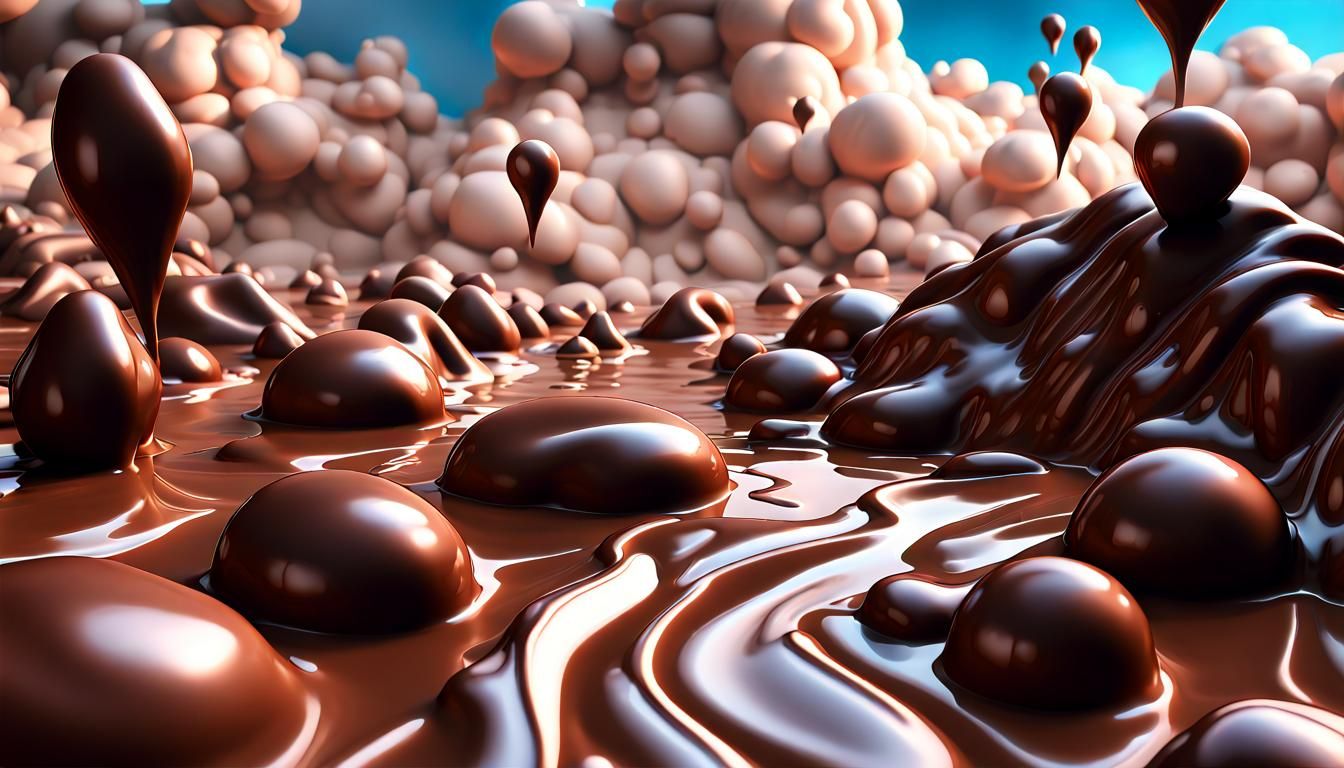 Chocolate Landscape: Hyperrealistic Digital Illustration