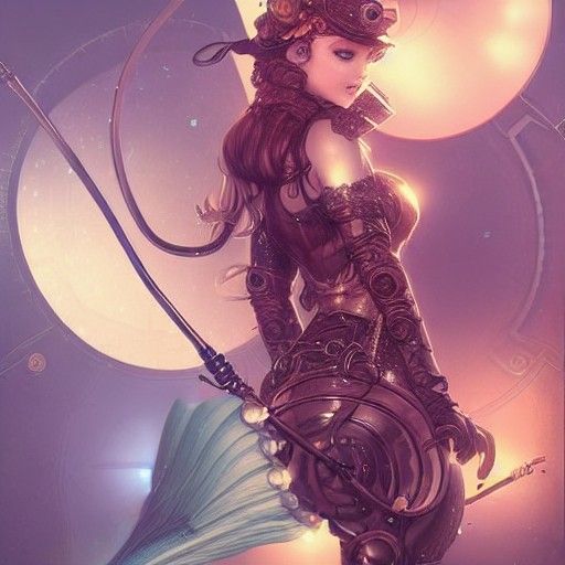 Steampunk Girl with Intricate Details, Cel-Shaded