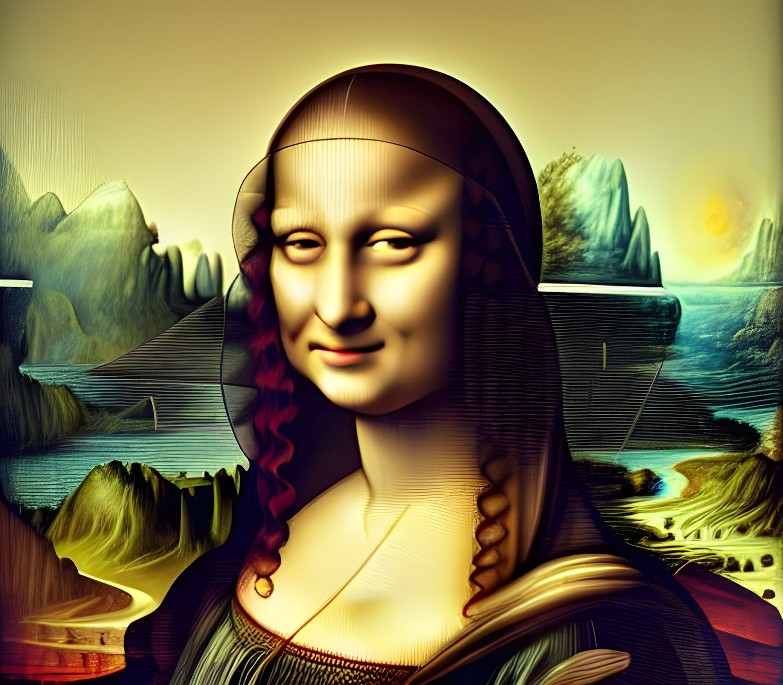 Mona Lisa in Surreal Digital Art Style