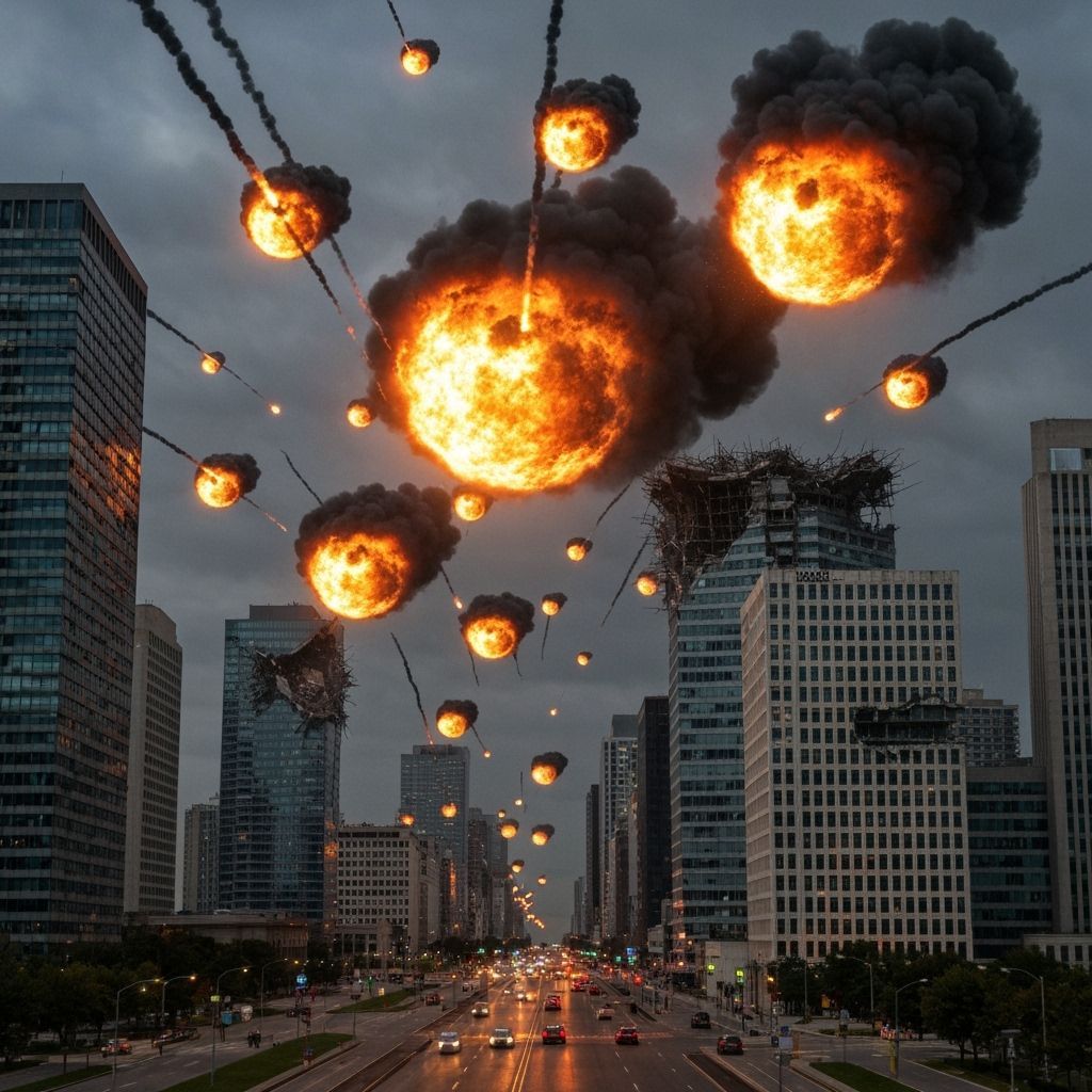 Fireball Swarm Devastates Modern City