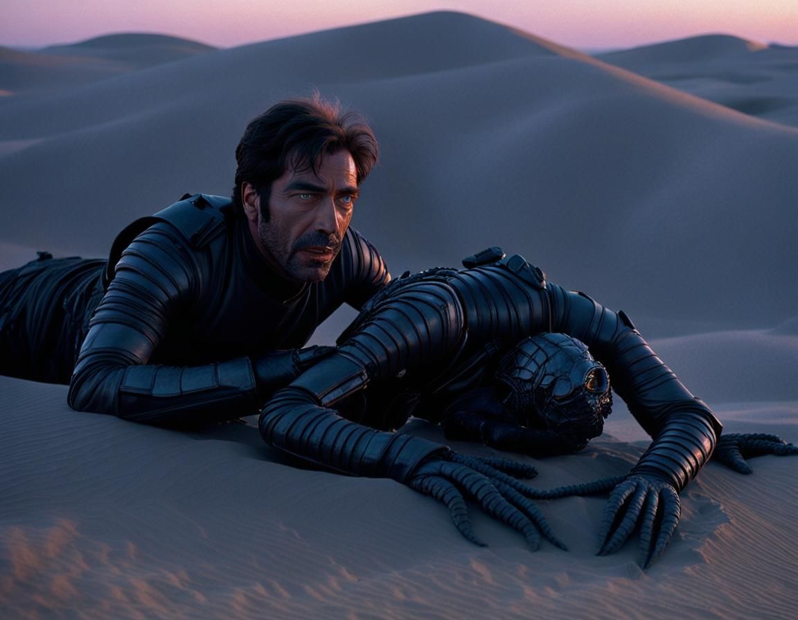 Epic Sci-Fi Desert Scene with Sandworms