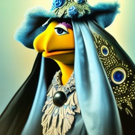 Elegant Muppet Witch in Rococo Fractal Style