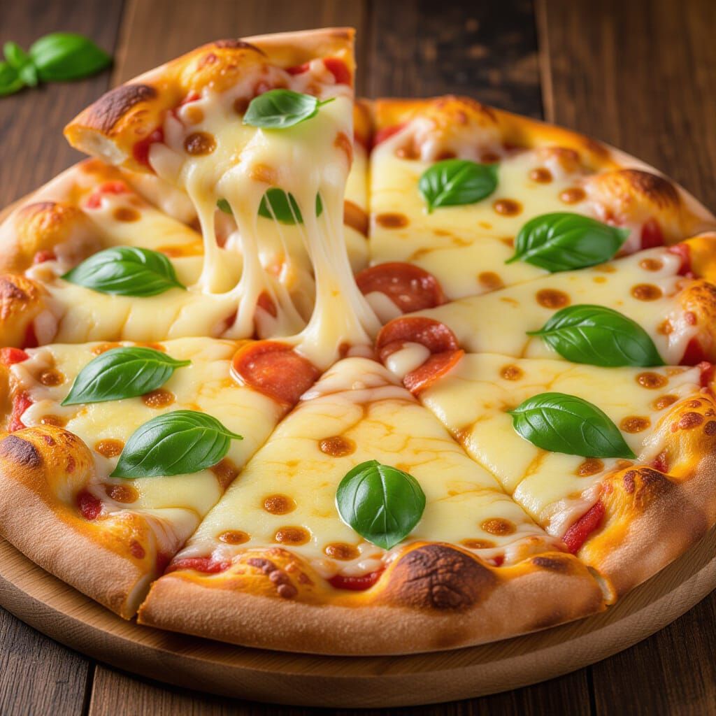 Mouthwatering Pizza with Dripping Cheese
