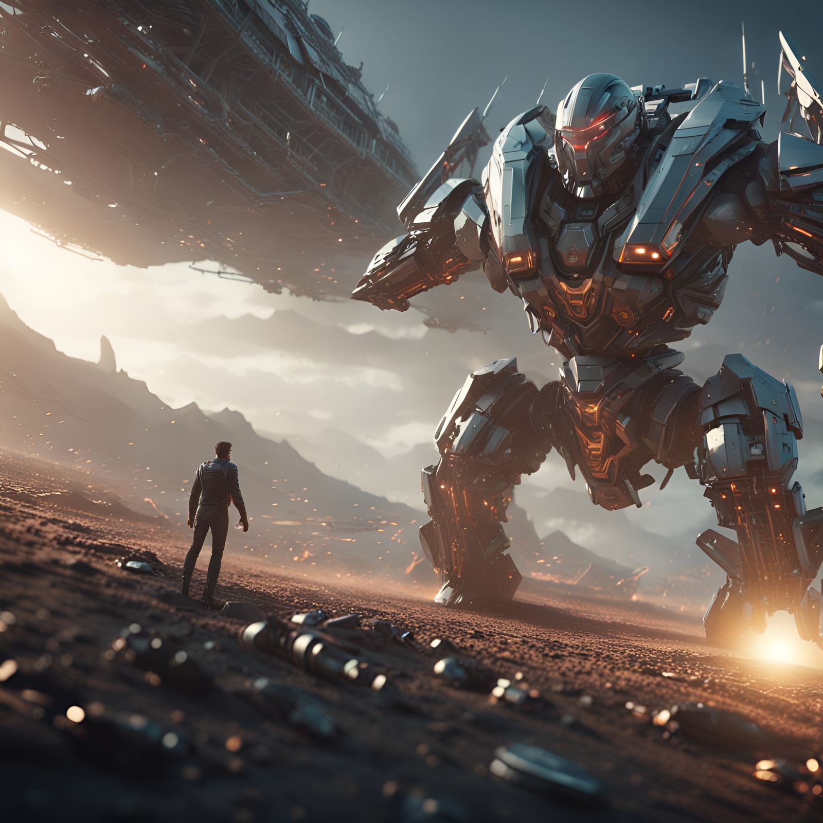 Futuristic David vs Goliath in Sci-Fi Epic