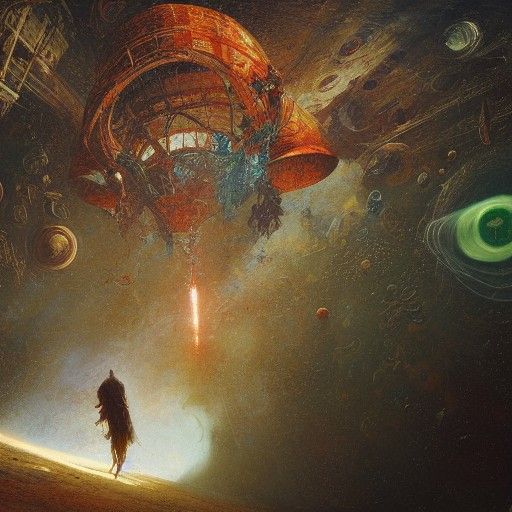 Reptile's Space Exodus: An Oil Painting