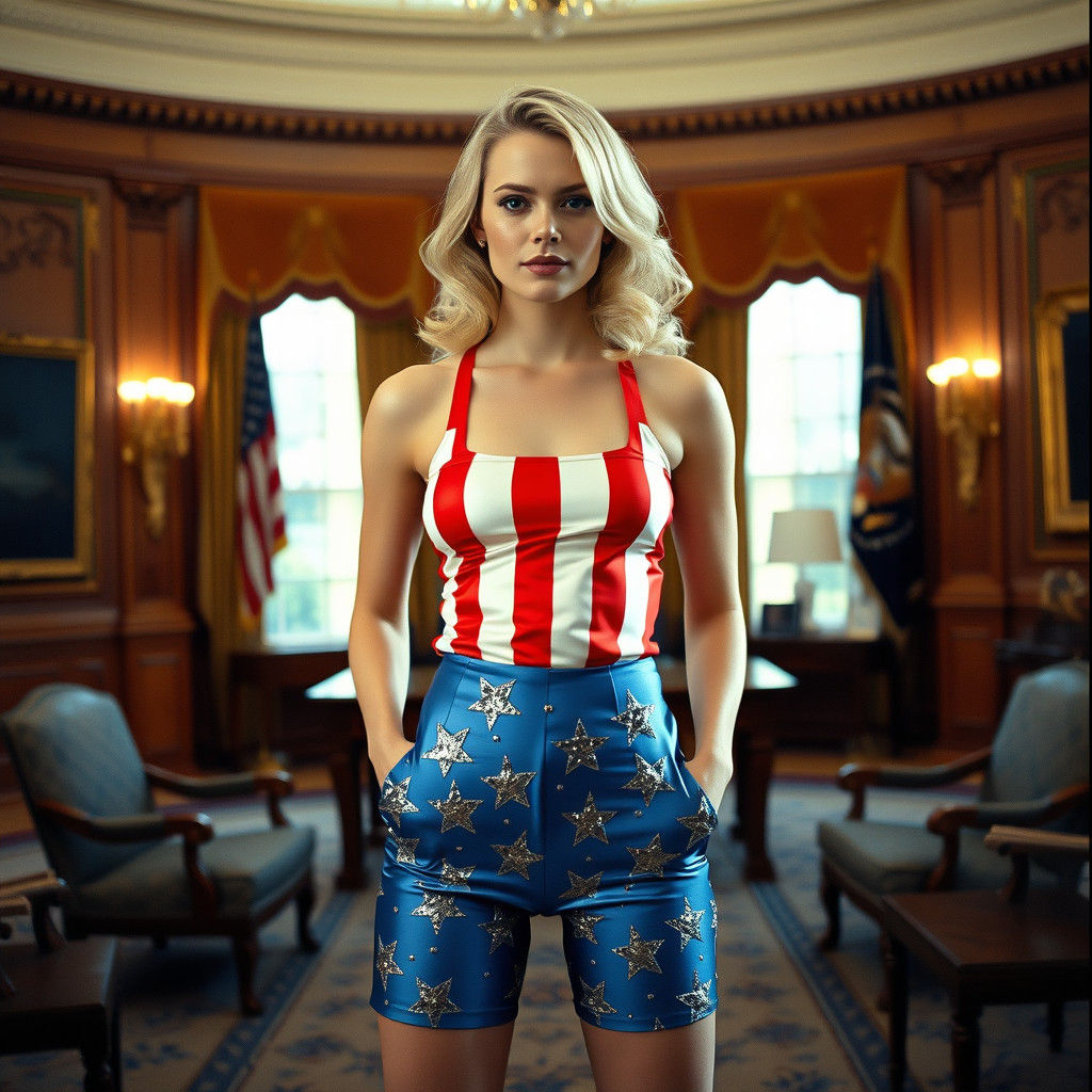 Supermodel in Oval Office, Retro 16mm Film