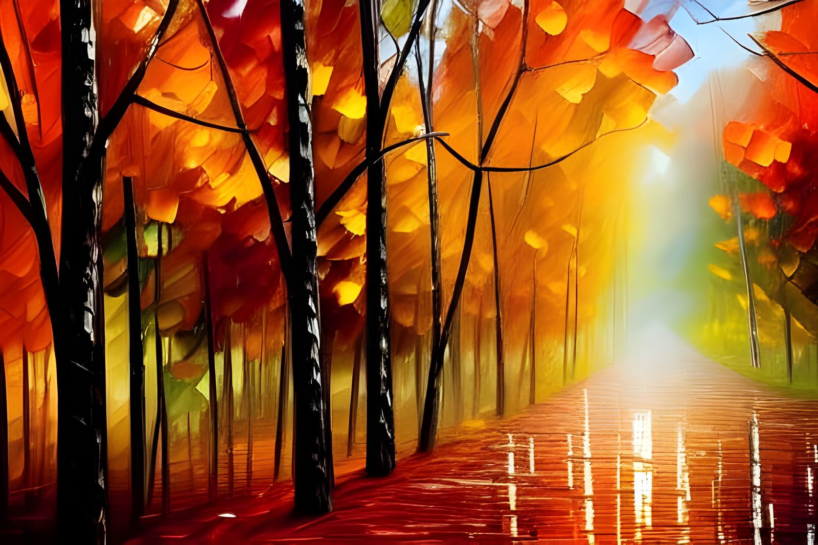 Autumn Forest Landscape Painting