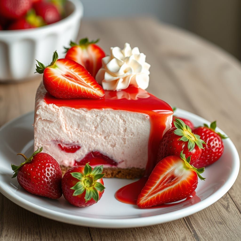 Moist Strawberry Cheesecake in Realistic Detail