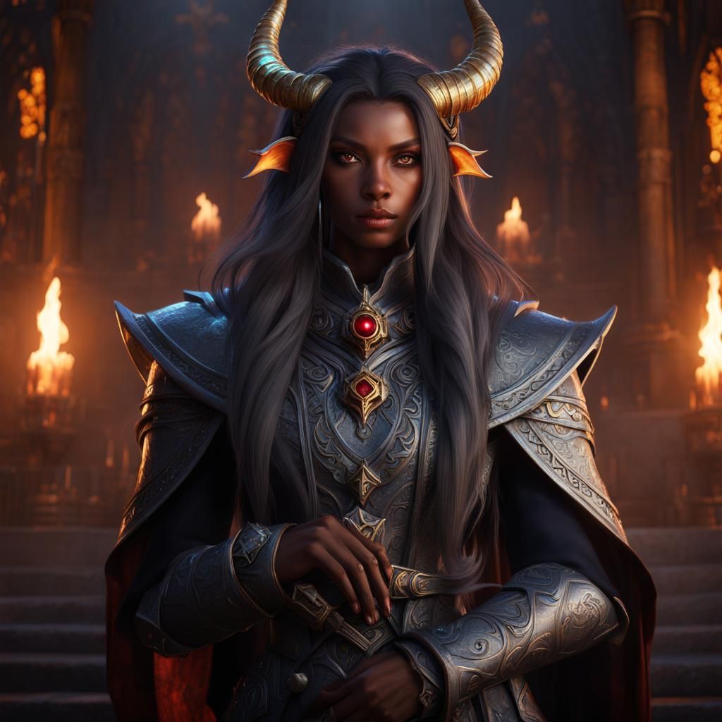 Tiefling Cleric Fantasy Concept Art in Unreal Engine