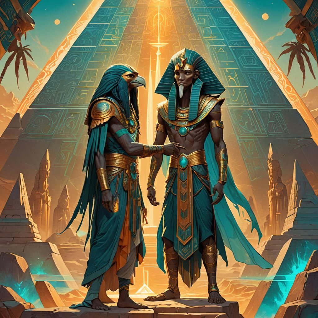 Thoth and the Glowing Pyramid: Fantasy Art