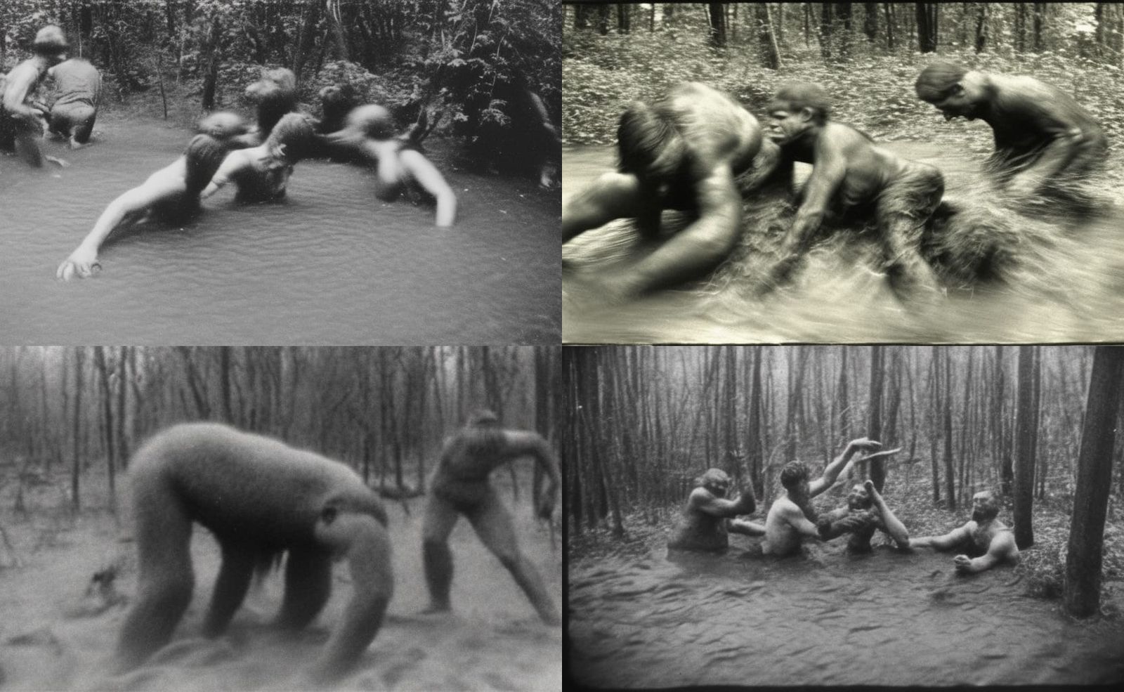 Bigfoot Mud Wrestling: A Vintage CCTV Photograph