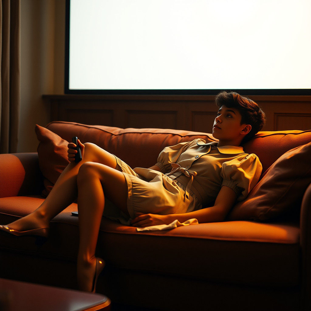 Masculine Boy in Dress: Cinematic Portrait