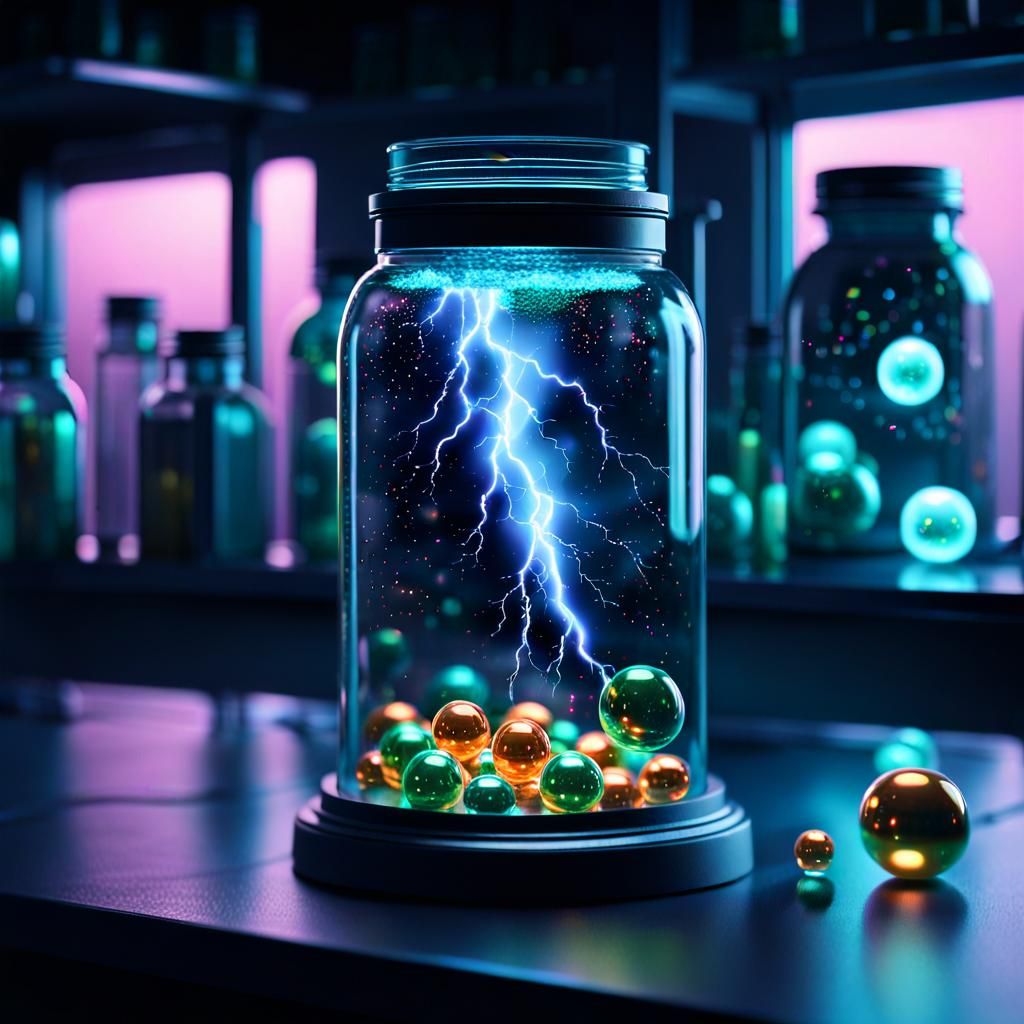 Thunder Strike in a Jar: Hyperrealistic Sci-Fi Laboratory