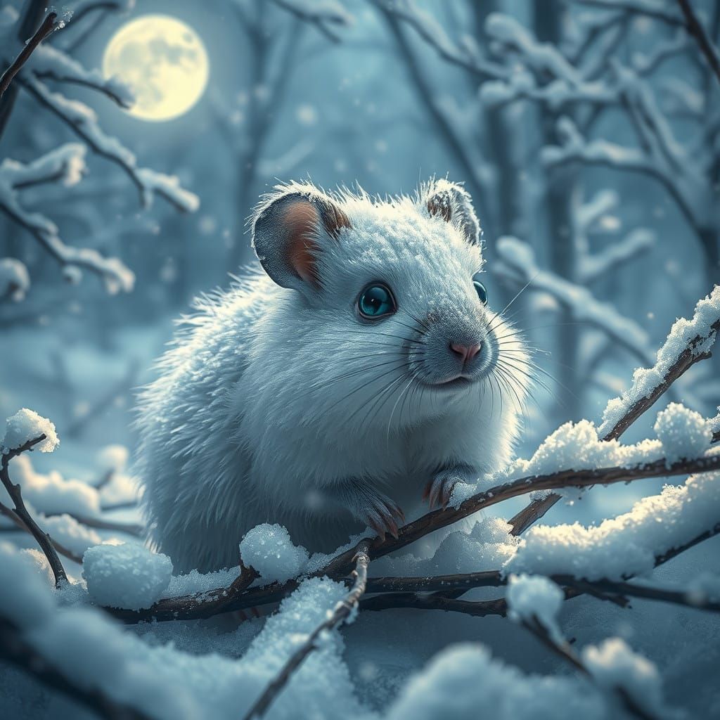Snowy Forest Sanctuary with a Majestic Mouse