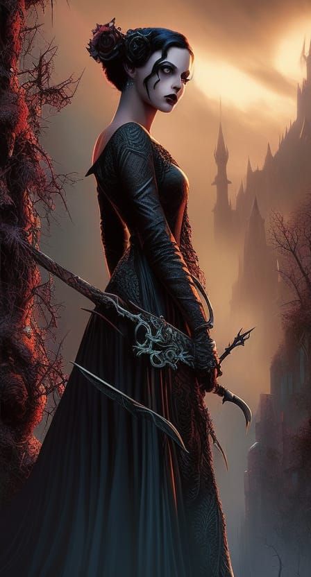 Gothic Zombie Disney Princess in Comic Book Style