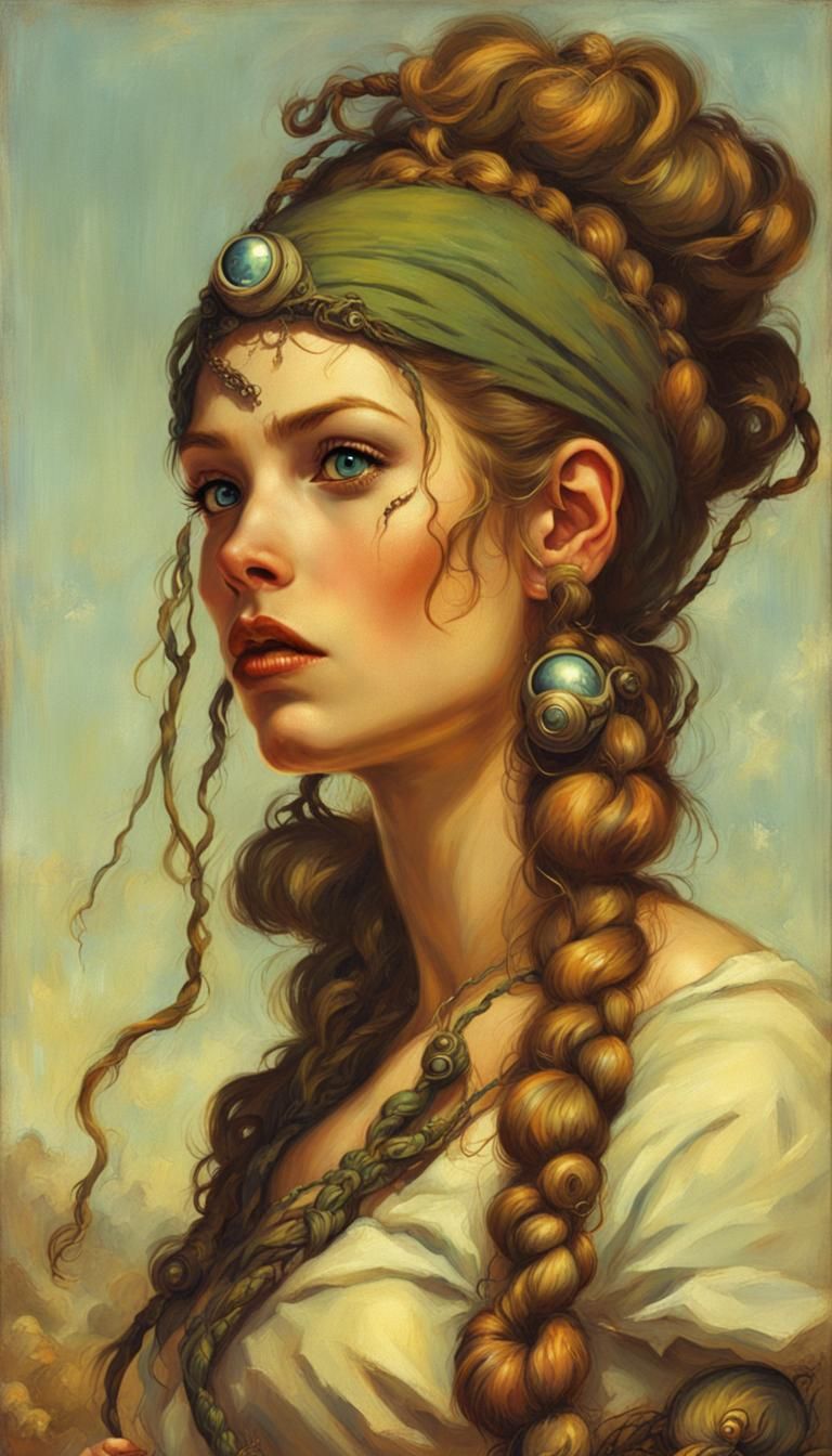 Post-Apocalyptic Greek Woman in Whimsical Dystopia