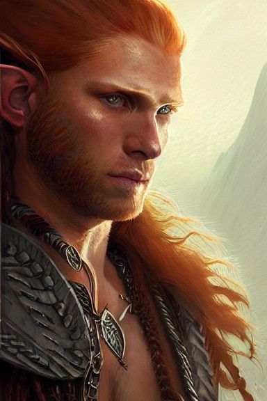 Redhead Barbarian with Celtic Tattoos, Anime Art
